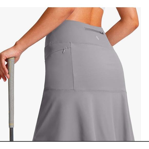Santiny-Knee-Length-Golf-Tennis-Skort–Light Gray–Stretch Nylon Blend–Women's-S - Picture 8 of 9